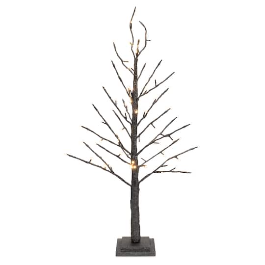 3Ft Glittery Black LED Glittered Twig Tree By Melrose | 3 ft | Michaels®
